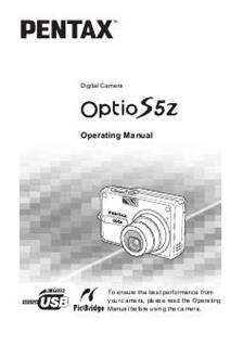 Pentax Optio S5 Z manual. Camera Instructions.